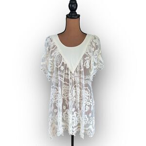 Jen's Pirate Booty x Free People Boho Lace Mini Dress Beach Coverup, Women’s S